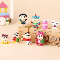 DFASO หุ่นการ์ตูน8ชิ้น/เซ็ตสีเทียน Shinchan รุ่น Q ของเล่นทำมือ DIY สีเทียน Shinchan หุ่นตุ๊กตาประดับฟิกเกอร์ของเล่น