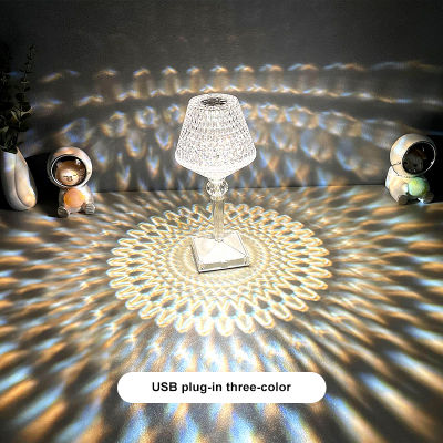 Diamond Table Lamp USB Rechargeable Acrylic Decoration Lamp Bedroom Bedside Crystal Table Lamps LED Night Light Lighting Device