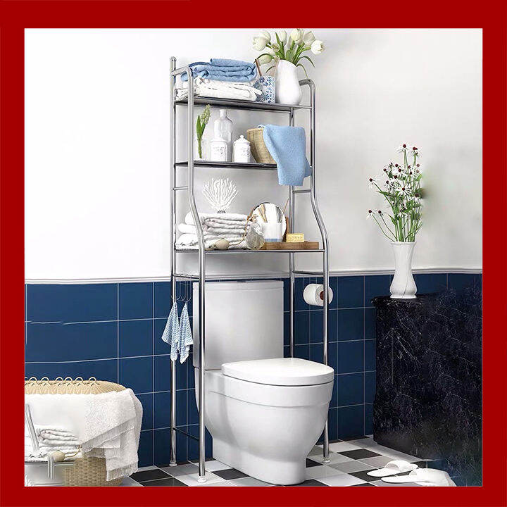 [ZOREIL] Stainless Floor Toilet Bathroom Storage Rack Shelf Stainless