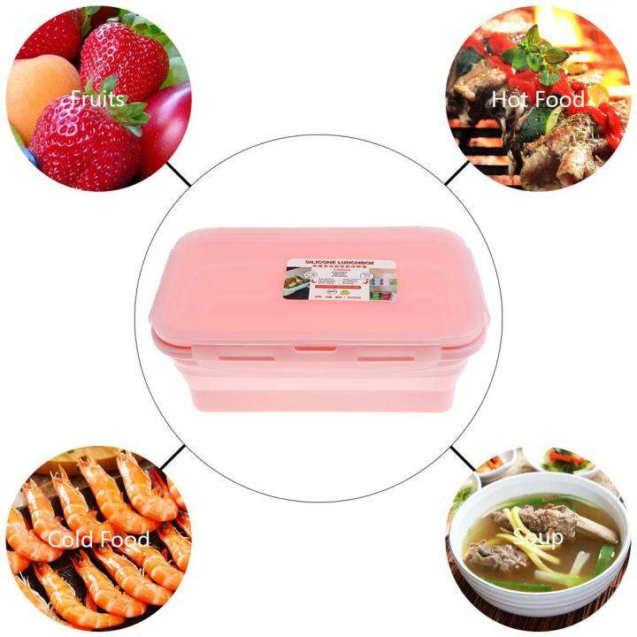 1200ml-8นิ้วแบบพกพาสี่เหลี่ยมผืนผ้าซิลิโคน-scalable-พับกล่องอาหารกลางวัน-bento-กล่องสำหรับ-40องศาเซนติเกรด-230องศาเซนติเกรด
