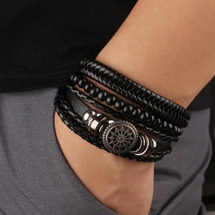 mens-charm-bracelets-leather-wristband-vintage-rudder-charm-bracelet-mens-leather-bracelets-ethnic-tribal-wristband