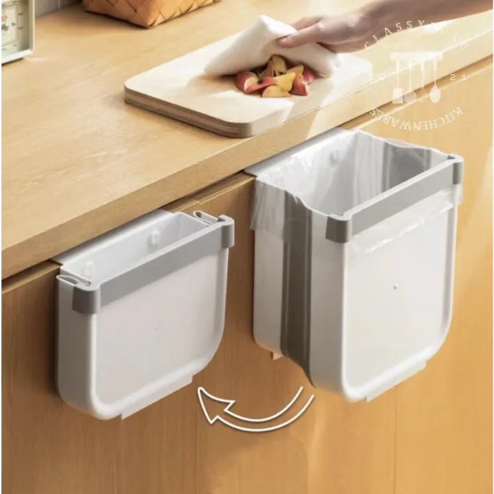 KITkitchen Kitchen Foldable Trash Can Hanging Recycle Bin Folding Waste