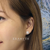 Eramyth jewelry: ต่างหู เงินแท้92.5 ปักก้าน ทรงสี่เหลี่ยม ฝังเพชรสวิสCZ รหัส PA-0746-R01 (พร้อมส่งจ้า)