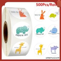 SHIWEI732880294 500Pcs/Roll งานฝีมือ การตกแต่ง บรรจุภัณฑ์ของขวัญ ป้ายกลม ม้วนสติ๊กเกอร์ ขอบคุณสติ๊กเกอร์ แมวน้ำ