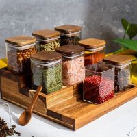 【CW】 Glass Tea Candy Nuts Storage Jar Transparent Square Seasoning Box Jewelry Cotton Swab Candle Jar Kitchen Salt Spice Seal Bottle