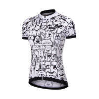 Animal Cat Womens Short Sleeve Cycling Jersey 2020 White Bike Jersey Top Breathable Moisture Wicking Quick Dry Sports Polyester