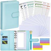 Notebook Cash Envelopes for Budgeting,A6 PU Budget Binder, for Cash with Diamond Pen Clear Zippered Pockets Expense
