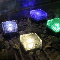 Outdoor Solar Floor Tile Light Ice Flower Lamp Glass Buried Light LED Floor Light Solar Decorative Light for Garden Yard Ho