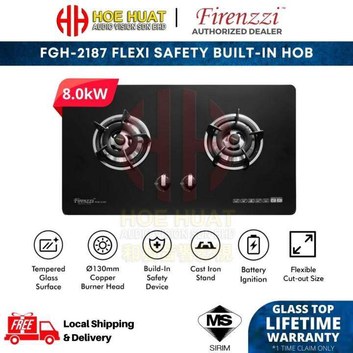 Firenzzi FGH2187 Flexible Cutout Size Tempered Glass Builtin Hob