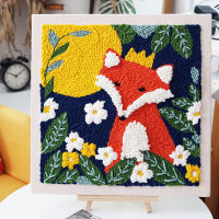 40*40cm Punch Needle Embroidery Kits for Beginner Fox Flower Embroidery DIY Craft Kits for s Embroidery Punch Needle Kit