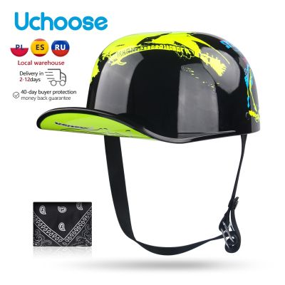 2022 Uchoose Retro Helmets DS Baseball Cap Helmet Summer Motorcycle Vintage Open Face Scooter Cruiser Chopper Gangster