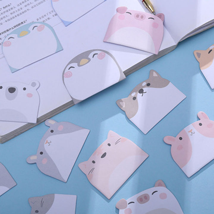 45-แผ่น-แพ็คการ์ตูน-sticky-notes-kawaii-เพนกวินหมูหมีแมว-memo-pads-สติกเกอร์ของขวัญนักเรียนเครื่องเขียนอุปกรณ์สำนักงานโรงเรียน-yrrey