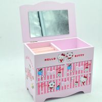 กระเป๋าใส่เครื่องสำอางที่มีกล่องเครื่องสําอาง Hello Kitty กระจกเล็กๆวัสดุทำจากไม้ของขวัญเพื่อนเจ้าสาวส่วนบุคคล18ซม. * 11ซม. * 15.5ซม.