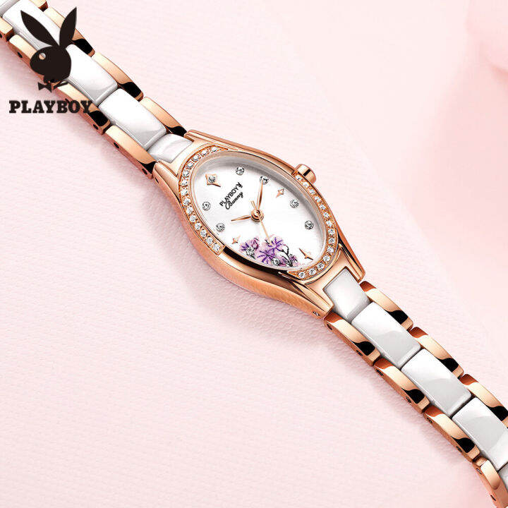 playboy-ฟรีของขวัญสร้อยข้อมือสร้อยคอเซ็ตนาฬิกาสำหรับผู้หญิง-legal-diamond-dial-elegant-temperament-สร้อยข้อมือนาฬิกาข้อมือกันน้ำ