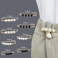 Tighten Waist Buckle Alloy Brooches Pins Clip Faux Pearl Adjustable Snap Button Jeans Buttons Detachable Clothing Accessories Haberdashery