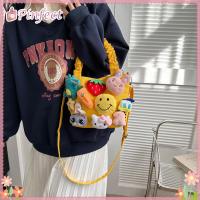 Pinfect กระเป๋าผ้าใบตุ๊กตาการ์ตูนน่ารักกระเป๋าสะพายสายคล้องสตรี Crossbody กระเป๋าถือกระเป๋าสะพายข้างกระเป๋าทรงสี่เหลี่ยมมีหูหิ้วสะพายไหล่ช้อปปิ้งกระเป๋าถือของเด็กผู้หญิง