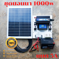 ชุดนอนนา 1000W โซล่าเซลล์ พลังงานจากแสงอาทิตย์12V/220V พร้อมแผง20w แบตเตอรี่?มีเบรคเกอร์ตัดวงจร?แบต5A?ชุดนอนนา 1000W โซล่าเซลล์?