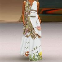 COD DSFGRDGHHHHH Womens summer sexy sleeveless V-neck 3D Printed Dress 2022 Vintage flower dress womens loose beach dress s-5xl