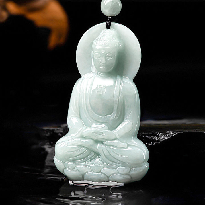 TIMESWIND Natural A-grade Jade Light Green Guanyin Pendant Men Lucky ...