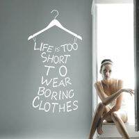 Clothing store stickers for Wardrobe decorationwall decal with hanger for girls cloakroom decor free shipping r2001