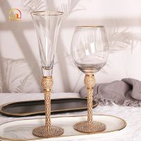 【CW】☏∏❏  1pcs Artificial Diamond-Encrusted Glass Gold-Rimmed Luxury Goblets European Wine Glasses Bar