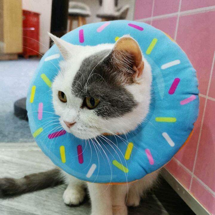 hot-pet-cat-donut-headgear-elizabeth-pet-protection-collars-recovery-cone-adjustable-cotton-blends-neck-prevent-bite-protection-coll