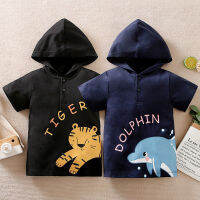 เด็กวัยหัดเดินเด็กทารกเสื้อผ้า Tiger พิมพ์แขนสั้น Hooded Tops เสื้อยืดสำหรับ1-6year เด็กเด็กวัยหัดเดิน Baby Boys