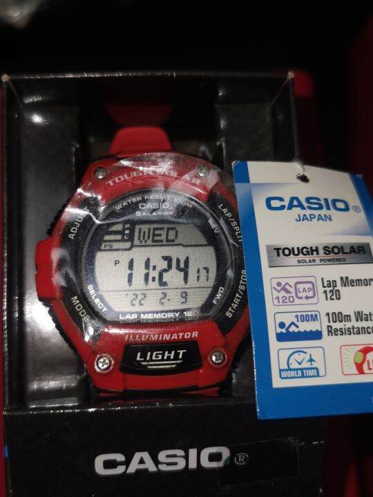 Casio digital watch, solar powered, sports watch, 100m water resistant