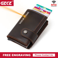 Genuine Leather RFID Blocking Mens Credit Card Holder Top Quality Money Clip Coin Purse Aluminium Protection Cardholder Cartera