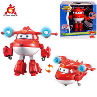 Super Wings 6 "Supercharged Deluxe Transforming ของเล่นจากบอทไปยังเครื่องบินด้วยเสียงและไฟเสียรูปหุ่นยนต์แอ็คชั่นของเล่น