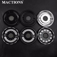 MACTIONS Pulley Cover พร้อมตาข่าย Countershaft ด้านหน้า Pulley Cap Black Chrome สำหรับ Harley Sportster XL 2004 - 2015 2016 2017 2018