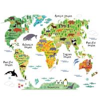 Colorful Animal World Map Vinyl Wall Sticker For Kids Room Home Decor 3D Decals creative Pegatinas De Pared Living Room Stickers Wall Stickers  Decals