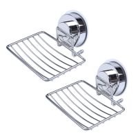 2X Super Powerful Vacuum Suction Stainless Steel Soap Dish Sponge Holder with Locking Suction (Soap Dish)