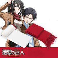 {Warm scarf}อะนิเมะโจมตีบนไททันผ้าพันคอ Mikasa Levi Ackerman ผ้าพันคอคอสเพลย์ฮาโลวีนเครื่องแต่งกาย Shingeki No Kyojin สีแดงสีขาวผ้าพันคอฤดูหนาว