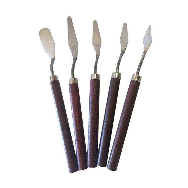 Wood Palette Knife Painting Tools Stainless Steel Oil Painting Mixing