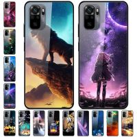 ┋℗● For Xiaomi Redmi Note 10 Case Tempered Glass Hard Phone Cover for Redmi Note 10 Pro Case Note10 4G 6.43 Protective 2021 Fundas