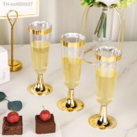 ﹉☞ Vidros plásticos descartáveis do champanhe 25pcs claro com borda ouro para a festa de aniversário