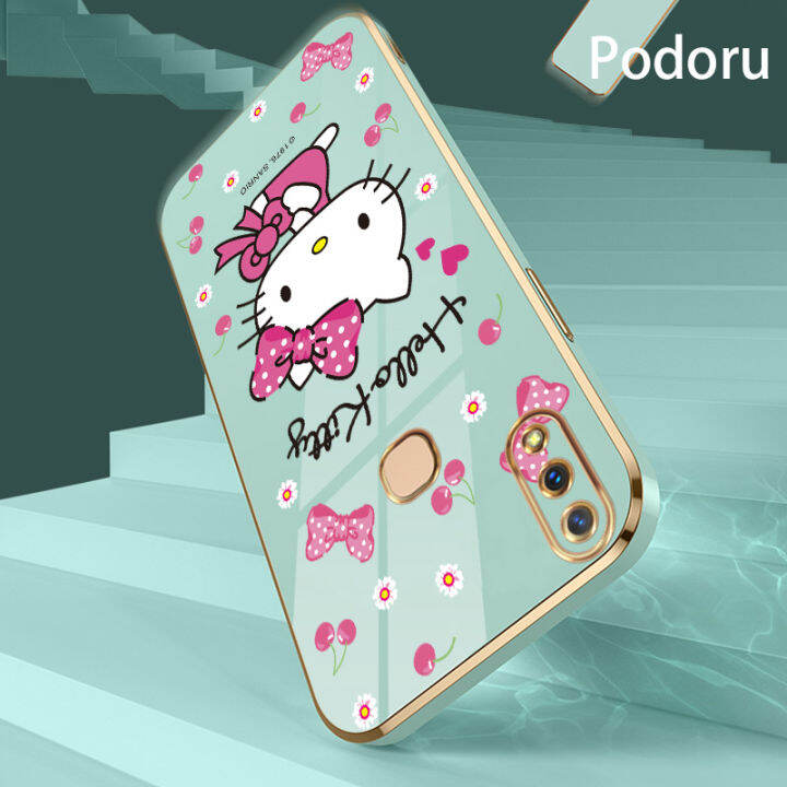 เคส-vivo-y85-z3x-z1i-v9-y85a-1727-1726เรียบง่ายสุดหรูชุบทองเคสโทรศัพท์-hello-kitty-กรอบซิลิโคน-tpu-แบบนิ่ม