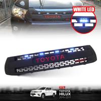 กระจังหน้า หน้ากระจัง มีไฟ LED สีขาว โลโก้แดง รุ่น โตโยต้า รีโว่ Toyota Revo SR5 ปี 2015-2017 สีดำ 1 ชิ้น