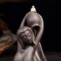 Creative Beauty Bathing Sexy Lady Backflow Tower Incense Cones Burner Incense Holder Ceramic Censer Home Decoration Teahouse