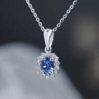 Unheated Blue Sapphire Diamond Necklace สร้อยคอเพชรบูลแซฟไฟร์(ไม่เผา) ไพลินแท้สีน้ำเงิน เนื้อสะอาดมาก ประดับเพชรแท้น้ำ95-96 ตัวเรือนเป็นทองขาว18k