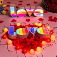 Valentines Day LED Romantic Rainbow Love Shape Decoration Light for Wedding Party Ramantic Days Light Decoration