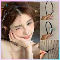 GLASSES580 สีดำสีดำ ที่คาดผมผูกโบว์ โลหะสำหรับตกแต่ง งานทำมือ คลิปปากเป็ด ของใหม่ แถบคาดศีรษะขั้นสูง สำหรับผู้หญิง