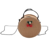 Handmade Rattan Woven Round Handbag Vintage Retro Straw Knitted Messenger Bag