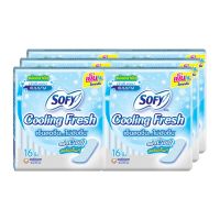 Sofy Pantyliner Cooling Fresh Natural Regular Scented 16 Pcs x 6 Packs.โซฟี คูลลิ่งเฟรช แผ่นอนามัยมีกลิ่นหอม แบบบาง 16 ชิ้น x 6 ห่อ