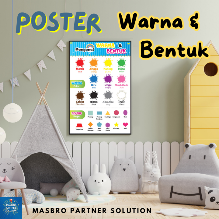 Poster Edukasi Anak TK PAUD Mengenal Warna Dan Bentuk | Lazada Indonesia