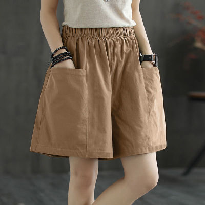 Women Shorts Solid Cotton Cozy Simple Casual Loose High Waist Shorts Running Sports Thin Wide-leg with Pocket Basic Shorts