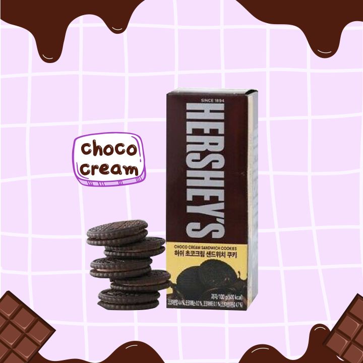 ขนมเกาหลี-hersheys-choco-and-mint-cream-sandwich-cookies-เฮอร์ชี่ส์สอดไส้ครีมรสช็อคโกแลตและมิ้นท์-นำเข้าจากเกาหลี