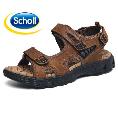 Schol รองเท้าหนังรองเท้ากีฬาสำหรับผู้ชาย,รองเท้าแตะแบบผูกเชือกรองเท้าแตะชายหาดกลางแจ้งรองเท้าแตะชายหาดตีนตุ๊กแก