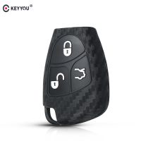 KEYYOU ปลอกหุ้มกุญแจรถทำจากซิลิโคนสำหรับ Mercedes สำหรับ Benz,W203 W211แบบ CLK E200 C180และ AMG C S Class อุปกรณ์ตัวยึดพวงกุญแจ